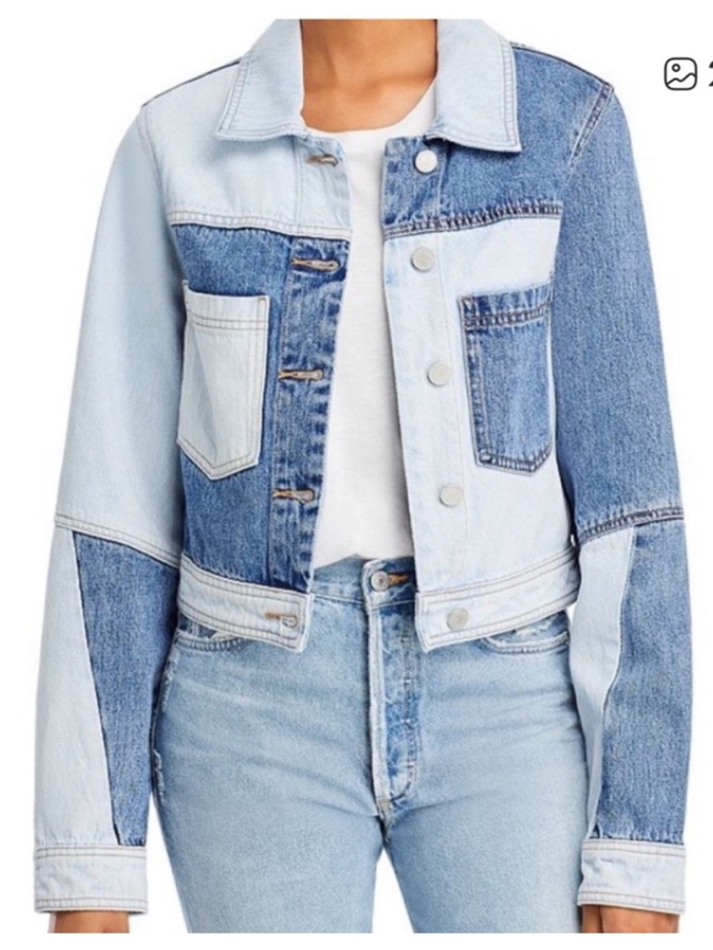 BLANKNYC cotton denim trucker jacket in split decision size M